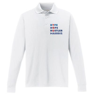 Hype Hope Hustler Harris Kamala 2024 Performance Long Sleeve Polo