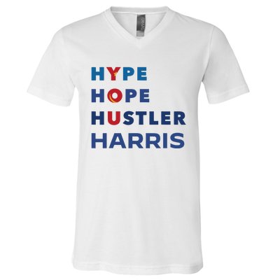 Hype Hope Hustler Harris Kamala 2024 V-Neck T-Shirt