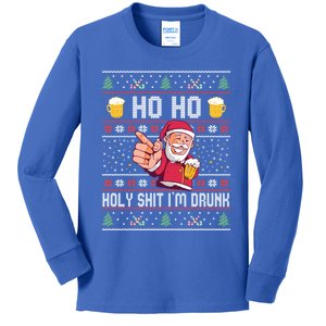 Ho Ho Holy Shit Im Drunk Ugly Christmas Sweater Gift Kids Long Sleeve Shirt