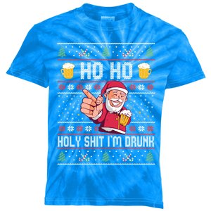 Ho Ho Holy Shit Im Drunk Ugly Christmas Sweater Gift Kids Tie-Dye T-Shirt