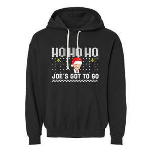 Ho Ho Ho JoeS Got To Go Trump 2024 Ugly Sweater Christmas Garment-Dyed Fleece Hoodie