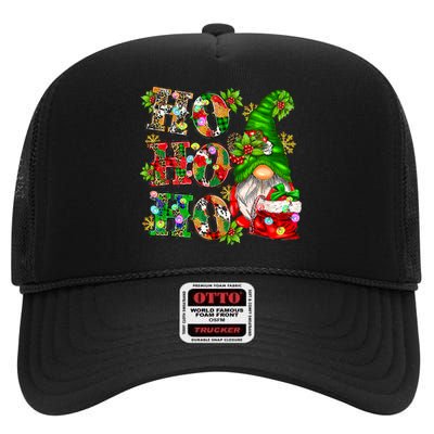 Ho Ho Ho Christmas Gnome Cute X-mas Family Matching Pajama High Crown Mesh Back Trucker Hat