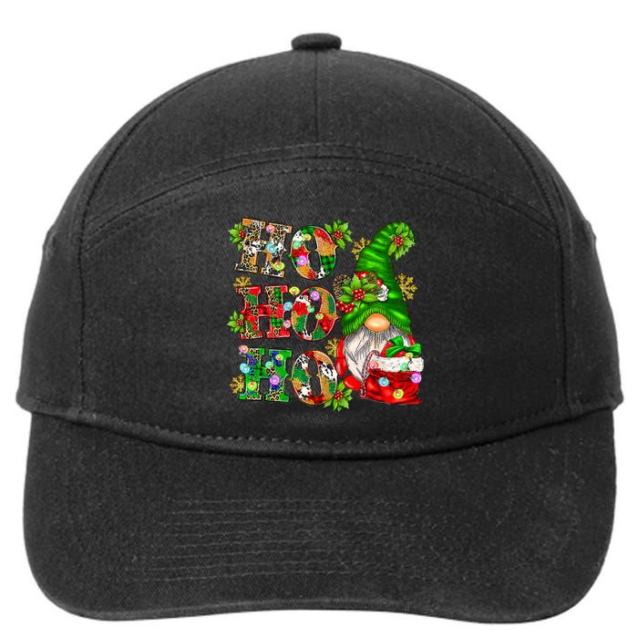 Ho Ho Ho Christmas Gnome Cute X-mas Family Matching Pajama 7-Panel Snapback Hat