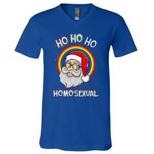 Ho Ho Ho Homosexual Holigays Lgbt Ugly Christmas Sweater Gift V-Neck T-Shirt