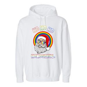 Ho Ho Ho Homosexual Holigays Lgbt Ugly Christmas Sweater Gift Garment-Dyed Fleece Hoodie