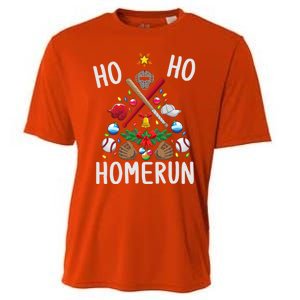 Ho Ho Home Run Baseball Christmas Tree Sports Meaningful Gift Cooling Performance Crew T-Shirt