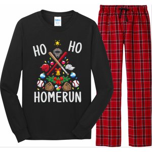 Ho Ho Home Run Baseball Christmas Tree Sports Meaningful Gift Long Sleeve Pajama Set