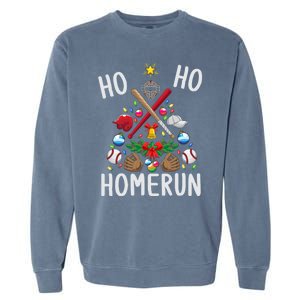 Ho Ho Home Run Baseball Christmas Tree Sports Meaningful Gift Garment-Dyed Sweatshirt