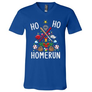 Ho Ho Home Run Baseball Christmas Tree Sports Meaningful Gift V-Neck T-Shirt