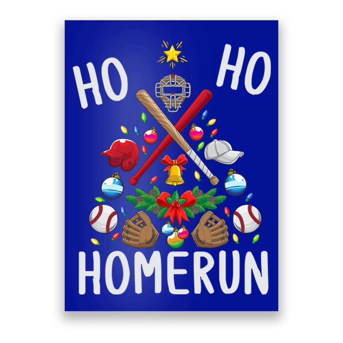 Ho Ho Home Run Baseball Christmas Tree Sports Meaningful Gift Poster