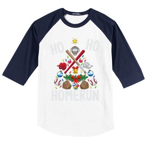 Ho Ho Home Run Baseball Christmas Tree Sports Meaningful Gift Baseball Sleeve Shirt