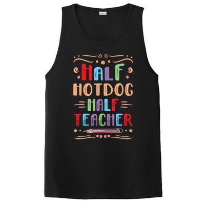 Half Hotdog Half Teacher Sausage Foodie Meat Lover Cute Gift PosiCharge Competitor Tank