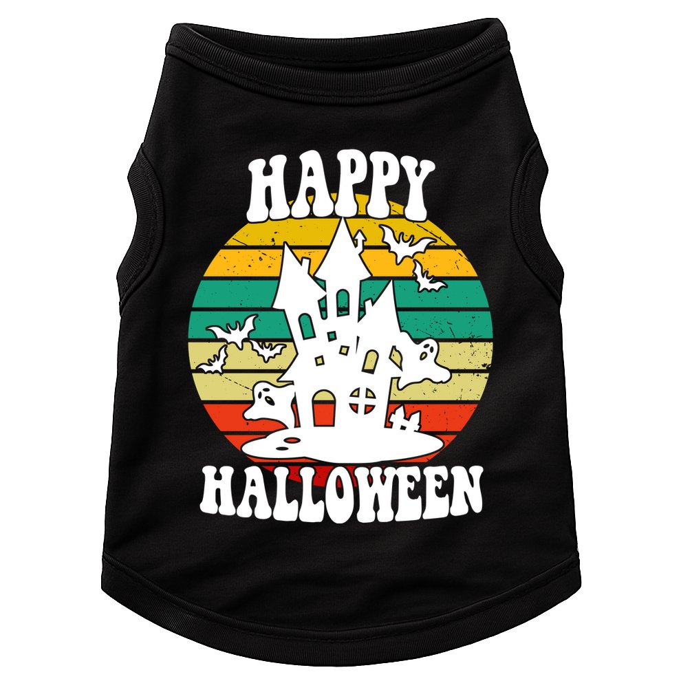 Happy Halloween Hunted House Vintage Doggie Tank