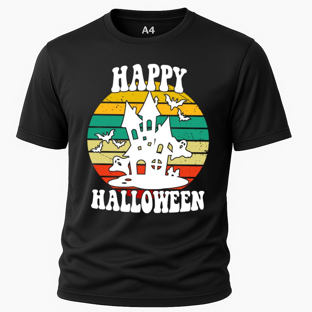Happy Halloween Hunted House Vintage Cooling Performance Crew T-Shirt