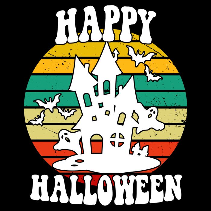 Happy Halloween Hunted House Vintage Cooling Performance Crew T-Shirt