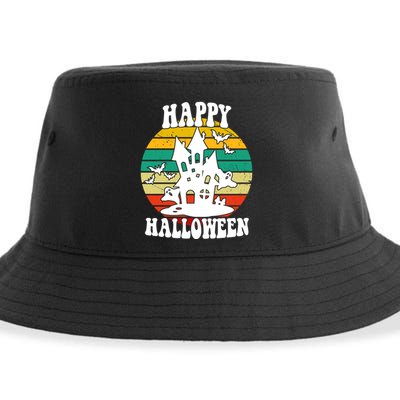 Happy Halloween Hunted House Vintage Sustainable Bucket Hat