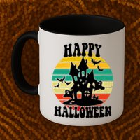 Happy Halloween Hunted House Vintage Mug