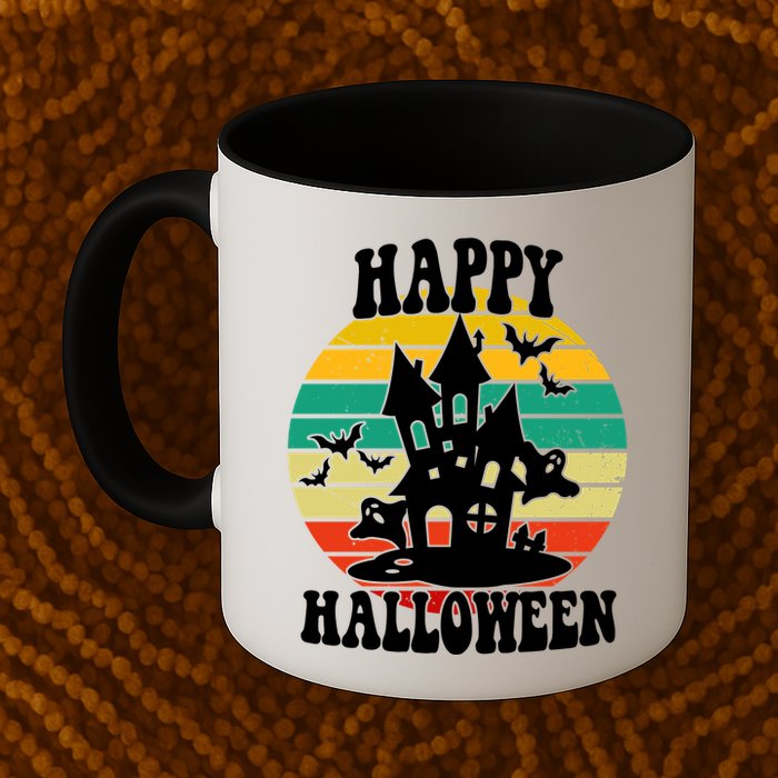 Happy Halloween Hunted House Vintage Mug