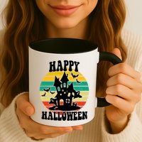 Happy Halloween Hunted House Vintage Mug