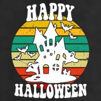 Happy Halloween Hunted House Vintage Beanie
