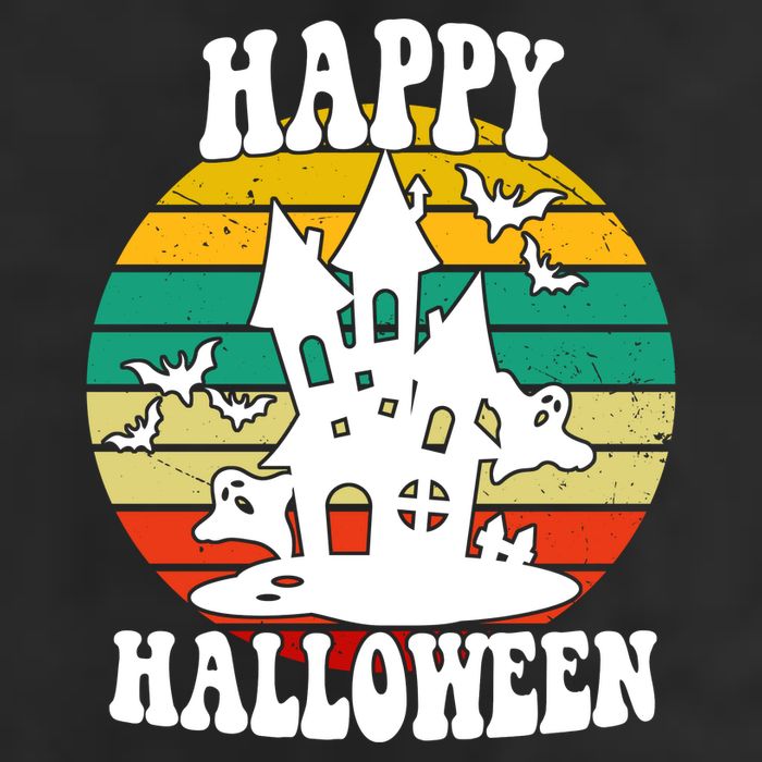 Happy Halloween Hunted House Vintage Beanie