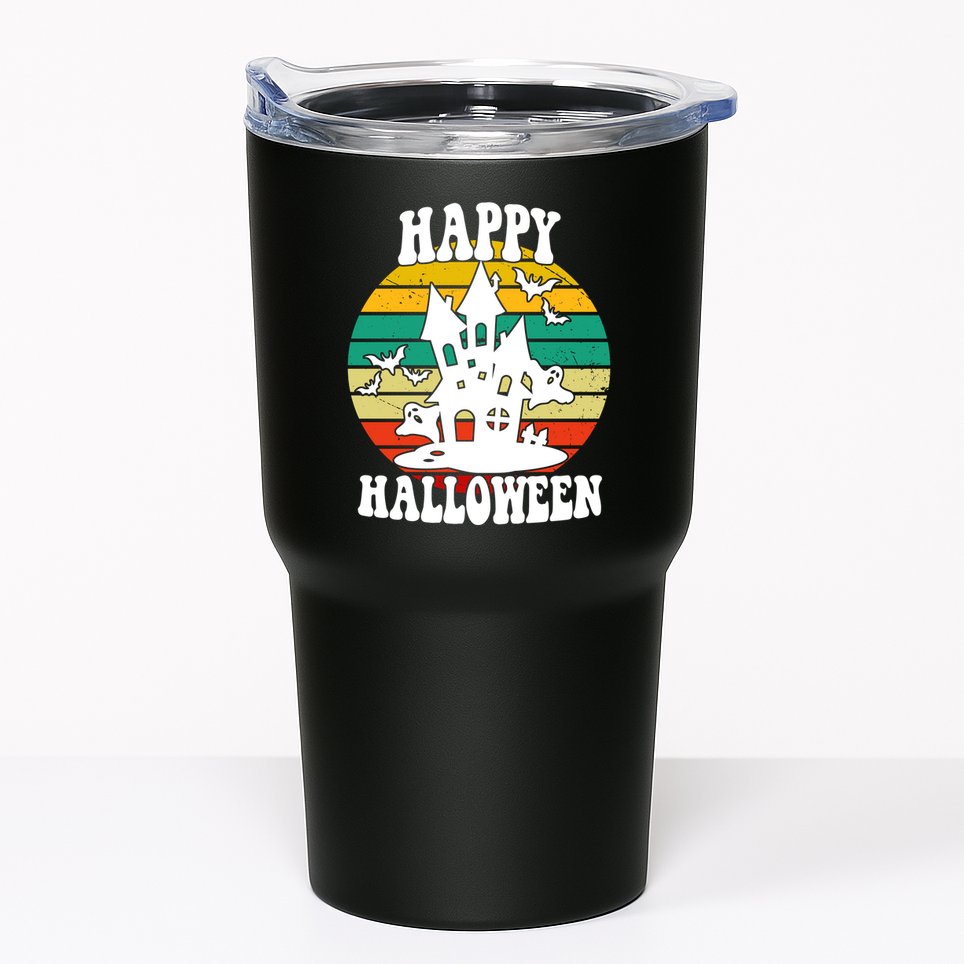 Happy Halloween Hunted House Vintage Tumbler