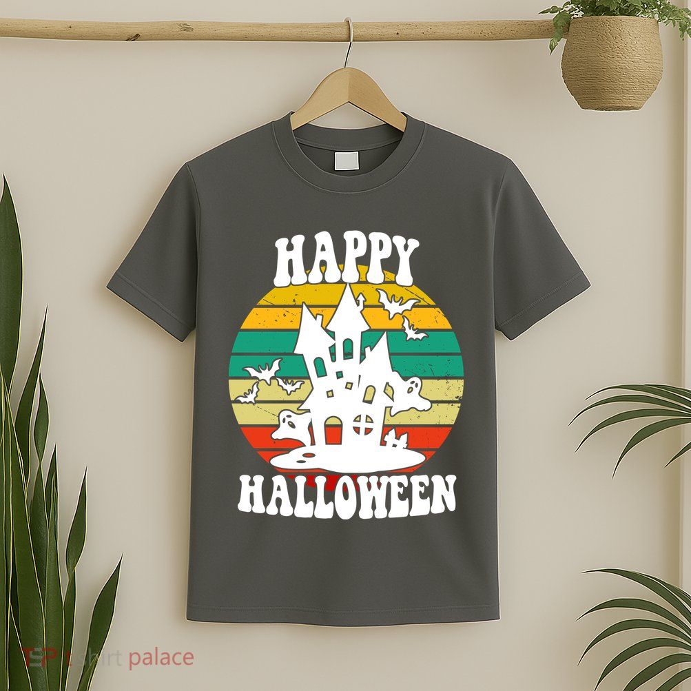 Happy Halloween Hunted House Vintage T-Shirt