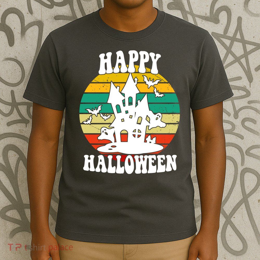 Happy Halloween Hunted House Vintage T-Shirt