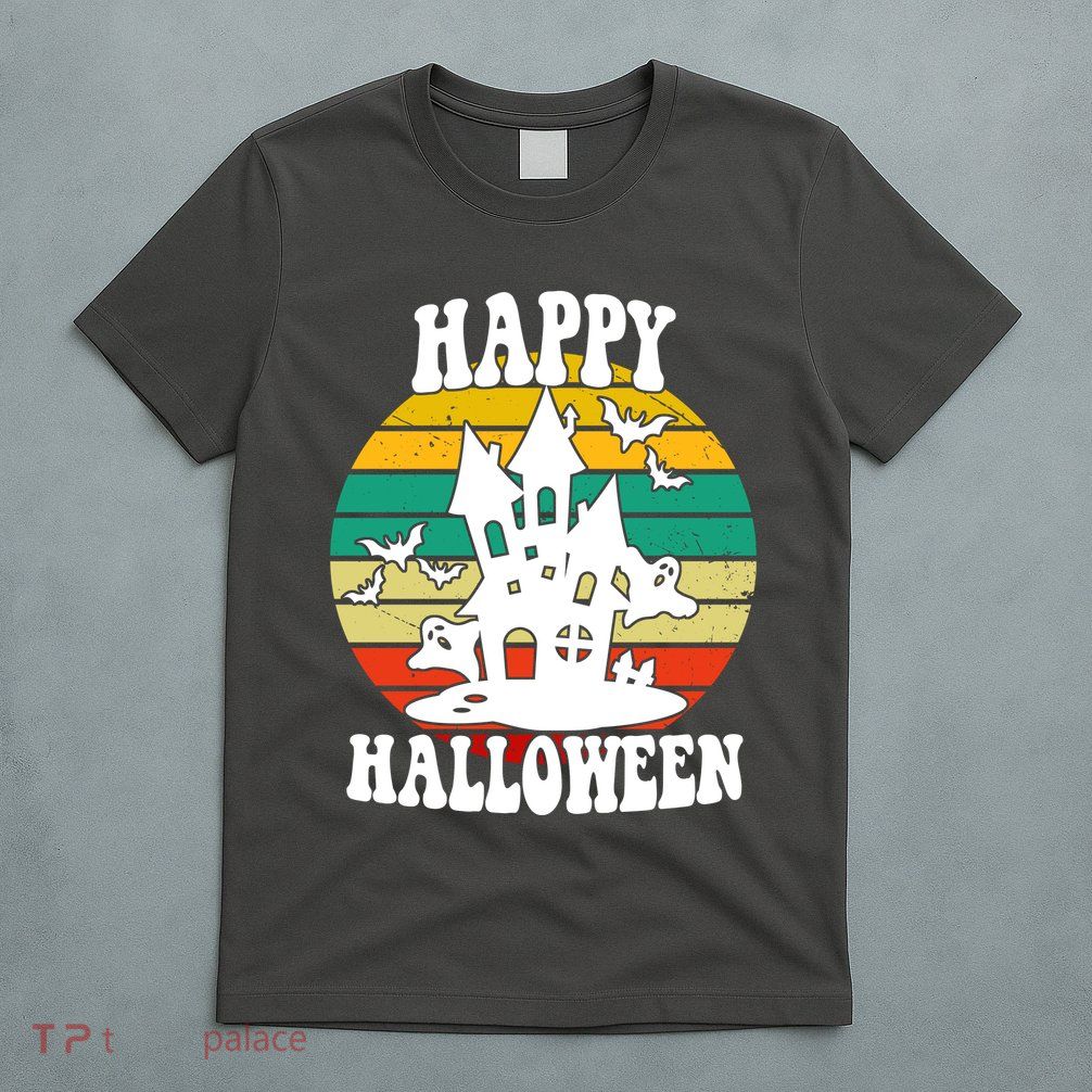 Happy Halloween Hunted House Vintage T-Shirt