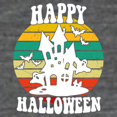 Happy Halloween Hunted House Vintage T-Shirt