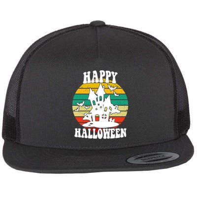 Happy Halloween Hunted House Vintage Flatbill Hat