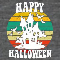Happy Halloween Hunted House Vintage Flatbill Hat