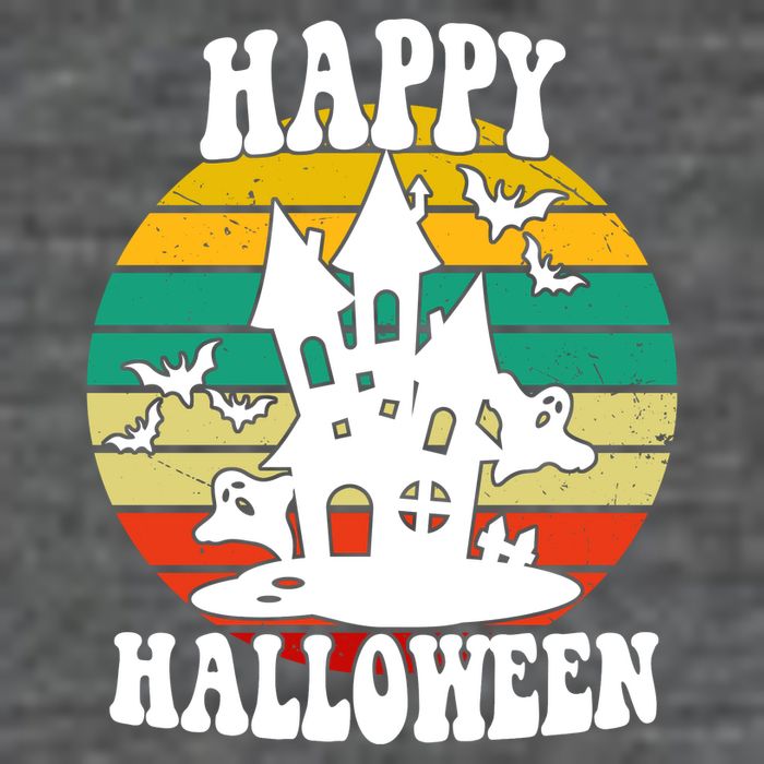 Happy Halloween Hunted House Vintage Flatbill Hat