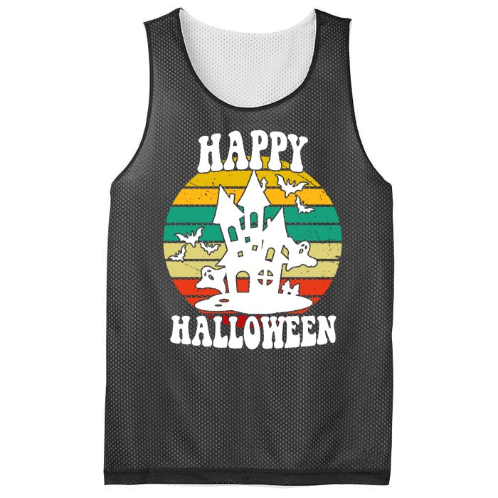 Happy Halloween Hunted House Vintage Mesh Reversible Basketball Jersey Tank