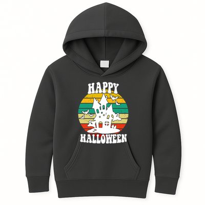 Happy Halloween Hunted House Vintage Kids Hoodie