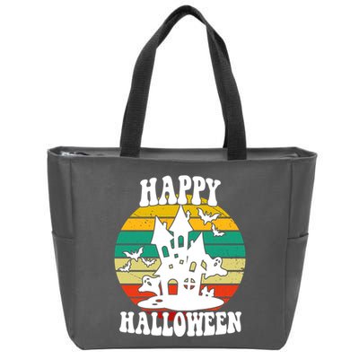 Happy Halloween Hunted House Vintage Zip Tote Bag