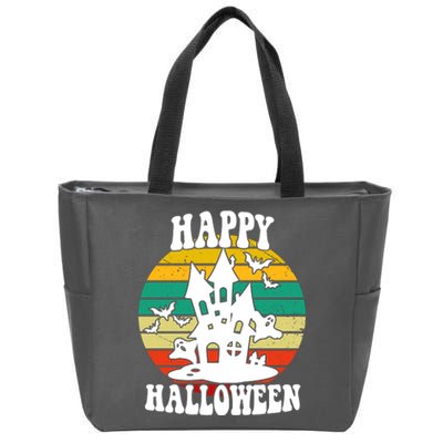 Happy Halloween Hunted House Vintage Zip Tote Bag