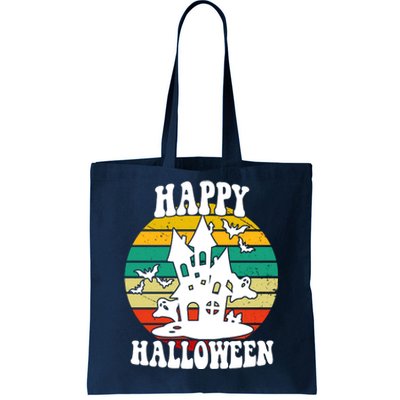 Happy Halloween Hunted House Vintage Tote Bag