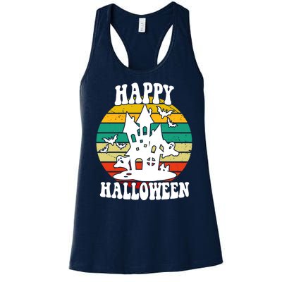 Happy Halloween Hunted House Vintage Women's Racerback Tank