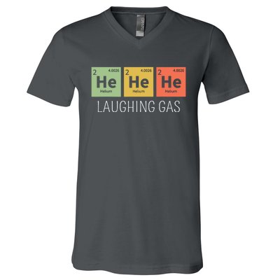 He He He Helium Laughing Gas Funny Chemistry Elements V-Neck T-Shirt