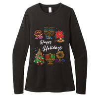 Happy Holidays Hanukkah Feliz Navidad Christmas Kwanzaa Womens CVC Long Sleeve Shirt