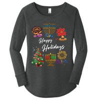 Happy Holidays Hanukkah Feliz Navidad Christmas Kwanzaa Women's Perfect Tri Tunic Long Sleeve Shirt