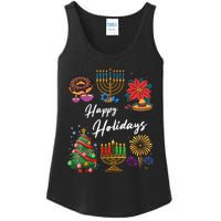 Happy Holidays Hanukkah Feliz Navidad Christmas Kwanzaa Ladies Essential Tank