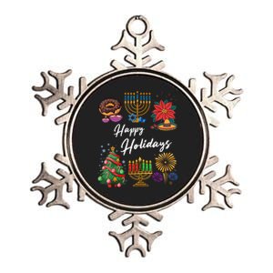 Happy Holidays Hanukkah Feliz Navidad Christmas Kwanzaa Metallic Star Ornament