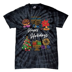 Happy Holidays Hanukkah Feliz Navidad Christmas Kwanzaa Tie-Dye T-Shirt