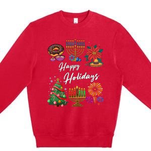 Happy Holidays Hanukkah Feliz Navidad Christmas Kwanzaa Premium Crewneck Sweatshirt