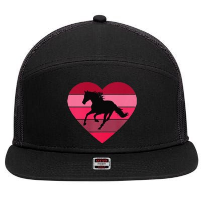 Horse Heart Horseback Equestrian Riding Cuten Women Premium 7 Panel Mesh Trucker Snapback Hat