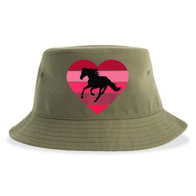 Horse Heart Horseback Equestrian Riding Cuten Women Premium Sustainable Bucket Hat