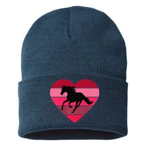 Horse Heart Horseback Equestrian Riding Cuten Women Premium Sustainable Knit Beanie