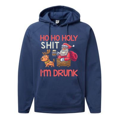 Ho Ho Holy Shit IM Drunk Funny Christmas Ing Cute Gift Performance Fleece Hoodie